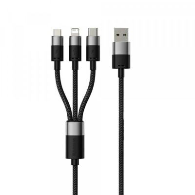 Cablu Incarcare USB-A - Lightning / microUSB / USB-C Baseus StarSpeed 3in1, 20W, 0.6m, Negru P10319900111-00 foto