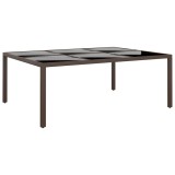 Cumpara ieftin Masă de grădină cu blat din sticla, maro, 200x150x75 cm, ratan