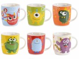 Cumpara ieftin Set 6 cani portelan Monsters 8.5x9 cm, 350 ml