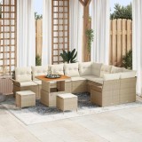 vidaXL Set canapea de grădină cu 12 piese și perne bej din rattan sintetic Acacia.