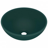 Chiuvetă baie lux verde &icirc;nchis mat 32,5x14 cm ceramică rotund