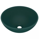 Chiuvetă baie lux verde &icirc;nchis mat 32,5x14 cm ceramică rotund