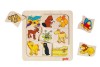 Puzzle lemn Goki, animale, casute, 9 piese, 1+, joc educativ asociere, motricitate, coordonare, gradinita, after-school