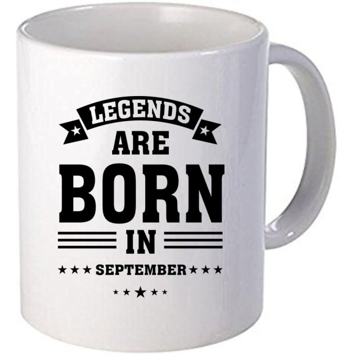 Cana alba personalizata &quot; Legends are born in September&quot;, INOVATIX&reg;. 330ml