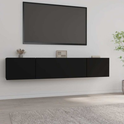 vidaXL Comode TV, 2 buc., negru, 80x30x30 cm, lemn compozit foto