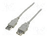 Cablu USB A mufa, USB A soclu, USB 2.0, lungime 1.8m, gri, ASSMANN - AK-300202-018-E