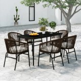 VidaXL Set de mobilier pentru grădină, 7 piese, maro
