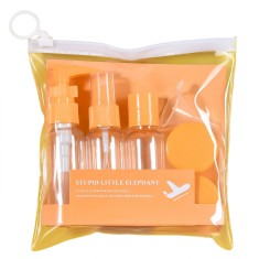 Set recipiente pentru cosmetice, flippy, 5 piese, cu gentuta, pentru calatorii, reutilizabile, portocaliu, material plastic, 40 ml, 10g