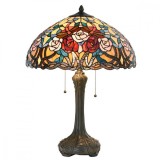 Cumpara ieftin Veioza cu baza din polirasina maro si abajur din sticla Tiffany 46x64 cm