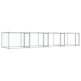 Cumpara ieftin Cusca pentru caini cu usi, gri, 8x2x1,5 m, otel galvanizat