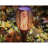 Cumpara ieftin Lampa solara decorativa pentru gradina si terasa, iluminare LED cu lumina calda, efect flacara, rezistenta la apa, 7 x 51 cm, negru