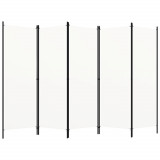VidaXL Paravan de cameră cu 5 panouri, alb crem, 250 x 180 cm
