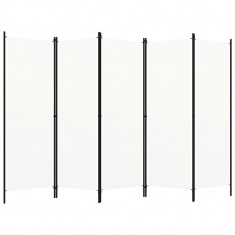 vidaXL Paravan de cameră cu 5 panouri, alb crem, 250 x 180 cm