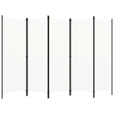 vidaXL Paravan de cameră cu 5 panouri, alb, 250 x 180 cm foto