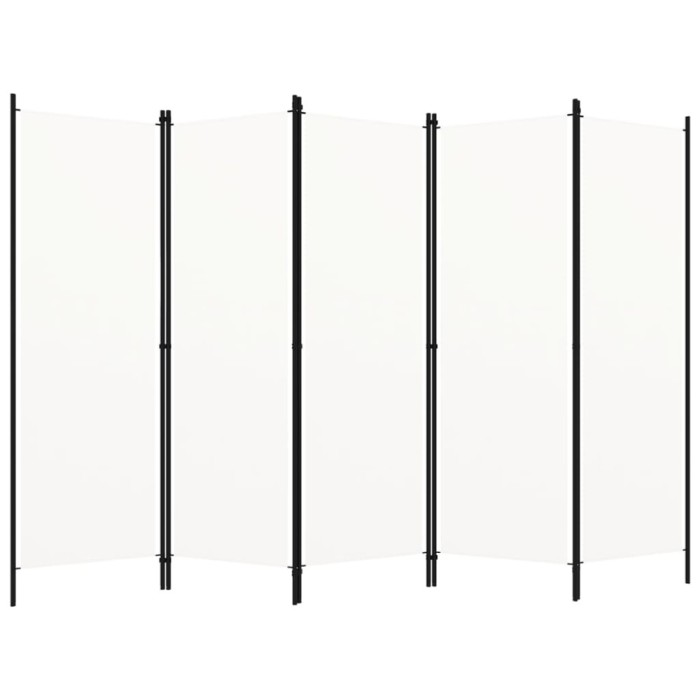 vidaXL Paravan de cameră cu 5 panouri, alb, 250 x 180 cm