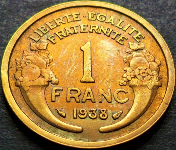 Moneda istorica 1 FRANC - FRANTA, anul 1938 * cod 4408