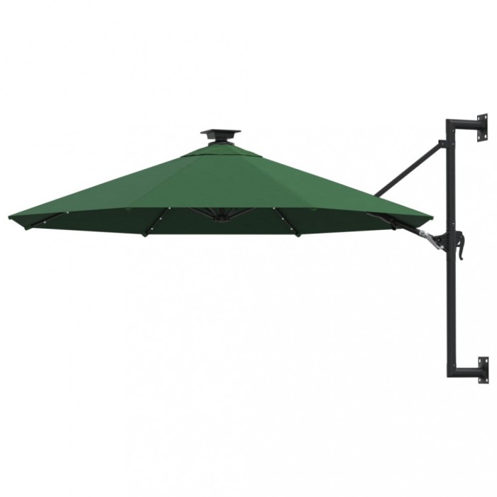 vidaXL Umbrelă de soare montată pe perete cu LED-uri, verde, 300 cm 312523