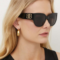 Balenciaga ochelari de soare femei, culoarea negru, BB0323SK