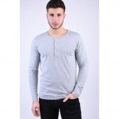 Bluza Selected Abel Split Neck Light Grey Melange foto