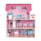 Casuta de papusi complet mobilata, mdf, 3 nivele, 5 camere, 8 accesorii,, ProCart
