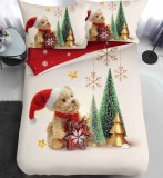 Lenjerie Pat De Craciun O Persoana Aurora Cr056, Bumbac, 4 Piese, Cu Elastic, Imprimeu