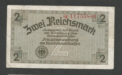 GERMANIA NAZISTA 2 MARCI REICHSMARK 1940 [6] P- 137b , 8 cifre , Litera Q , VF foto