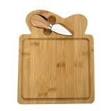 Platou pentru branzeturi, din bambus, cu 1 accesoriu pentru servire, dimensiuni 19.50 x 24.50 cm, maro
