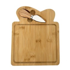 Platou pentru branzeturi, din bambus, cu 1 accesoriu pentru servire, dimensiuni 19.50 x 24.50 cm, maro