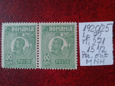 1920- Romania- Ferd. b. mic Mi271-Hartie alba-per.oriz.-MNH foto