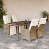 VidaXL Set bistro de grădină, 5 piese, cu perne, bej, poliratan 3276939