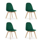 Cumpara ieftin Set 4 scaune bucatarie/living, Artool, Bora, catifea, lemn, verde, 44.5x54x81.5 cm