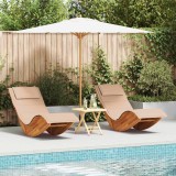 Set 2 Șezlonguri vidaXL Lemn Acacia, Perne Bej, Exterior, 60x154x74cm, Balcon/Terasa, 100kg