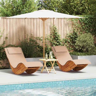 vidaXL Șezlong 2 pcs Maro 60 x 154 x 74cm Lemn masiv de acacia 3329136 foto