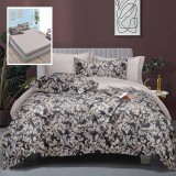 Lenjerie pat dublu,bumbac satinat,6 piese,cearceaf normal 230x250cm, cearceaf pilota 200x230cm, 2 fete de perna 50x70, 2 fete de perna 70x70-LEC9