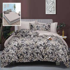 Lenjerie pat dublu,bumbac satinat,6 piese,cearceaf normal 230x250cm, cearceaf pilota 200x230cm, 2 fete de perna 50x70, 2 fete de perna 70x70-LEC9