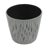 Ghiveci din plastic Sandy, gri piatra, D 19 cm