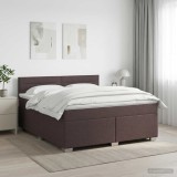 Cumpara ieftin Pat boxspring cu saltea Maro inchis 160 x 200 cm Tesatura