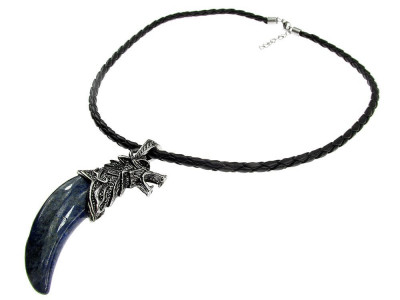 Colier barbatesc colt de dragon cu lapis lazuli foto