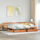 Cumpara ieftin Pat zi cu extensie/sertare maro ceruit 90x200 cm lemn masiv pin