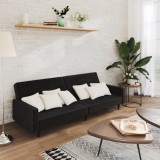 Gossi canapea extensibila cu 2 locuri, negru, catifea