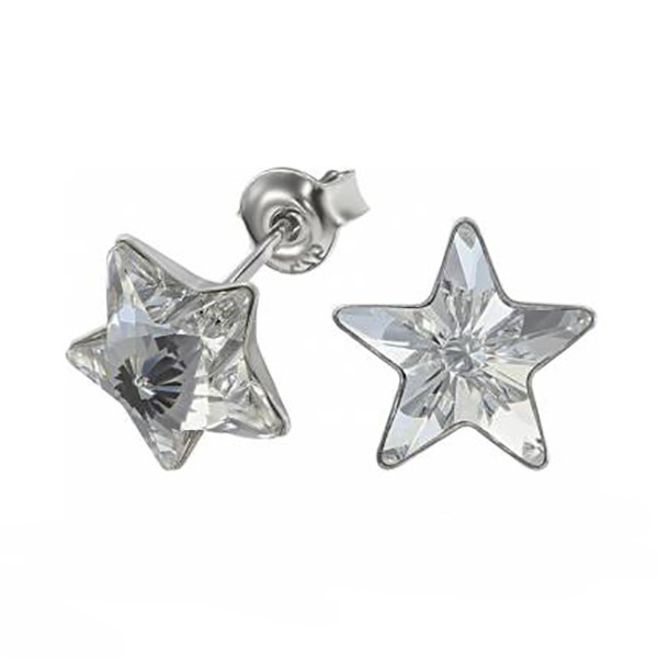 Cercei Argint 925 si Swarovski Stars White Crystal, surub, Artemis Gift