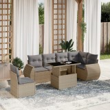 Gossi set canapele de gradina, 7 piese, cu perne, bej, poliratan