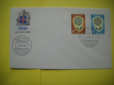 HOPCT PLIC FDC S NR 121 ISLANDA -EUROPA CEPT 1964 foto
