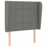 Cumpara ieftin Tablie de pat cu aripioare gri inchis 93x23x118/128 cm textil