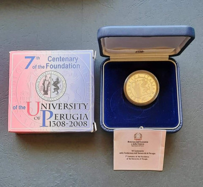 10 Euro &amp;quot;Universita di Perugia&amp;quot; 2008, Italia - Proof - G 3976 foto