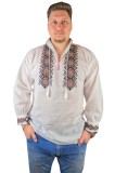 Bluza tip ie barbati BB24 alb/galben , marimea 3XL, Bumbac, La baza gatului