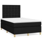 VidaXL Pat box spring cu saltea, negru, 120x190 cm, catifea