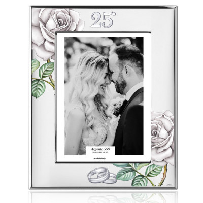 Rama Foto Argint 25 Ani Casatorie Roses 13&amp;amp;#215;18 cm Color COD: 4312 foto