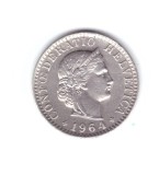 Moneda Elvetia 20 rappen 1964, stare buna, curata