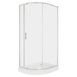 Solid RPA 100x80 cabină de duș curbată cu o singură ușă asimetrică cu tavă de duș - st&acirc;nga